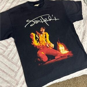 Black Graphic Tee with Iconic Musician Print